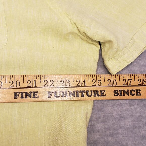 Saks Fifth Avenue 100% Linen Shirt Mens 2XL Yellow Summer Beach Vacation - Picture 4 of 6